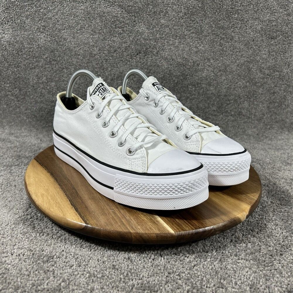 Converse Chuck Taylor All Star Lift Women’s Sz 9 White Canvas Low Platform Shoes - Picture 2 of 11